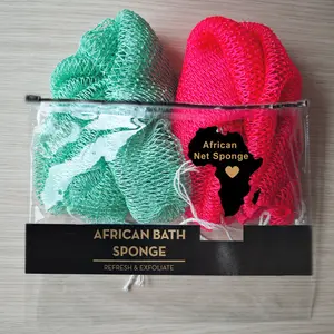 2 Piece African Exfoliating Net Sponge Bundle, Ethically Sourced from Nigeria Bath Sponge Bath Sponge Shower