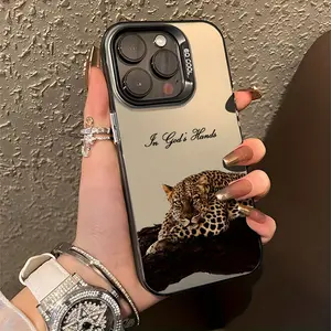 Phone case: Color Silvery. Leopard Faith Quote Pattern Phone Case, Compatible with iPhone 17/16/15/14/13/12/11/XS/XR/X/7/8 Plus/Pro/Max/ - Creative Fashion Design  Full-Body Drop Protection Cover for Men and Women, Ideal Gift to Friends or Family