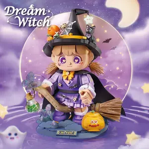 Magic Witch DIY Building Model Gift Set, 1512 Pcs Halloween Series Starry Night Dreamer Mini Figures, Creative Toy for Kids & Adults
