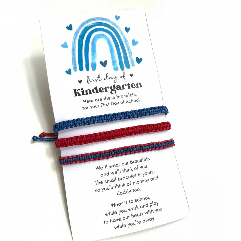 First Day Kindergarten VPK Pre-K Daddy, Mommy an Me Bracelets, Red and Blue, Family Matching Bracelet