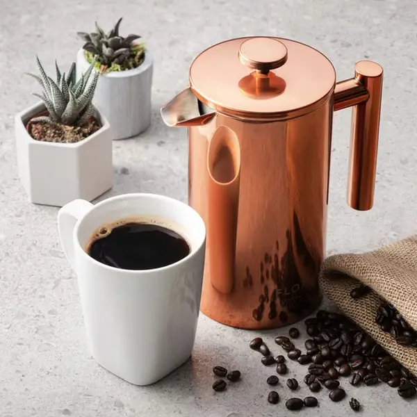 34 oz Insulated Stainless Steel French Press Coffee & Tea Maker, Rose Gold Copper