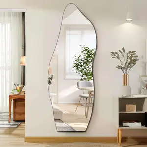 Full Length Mirror 63"x24" Irregular Wall Mirror Wave Frameless for Living Room Bathroom Bedroom Entryway Decor