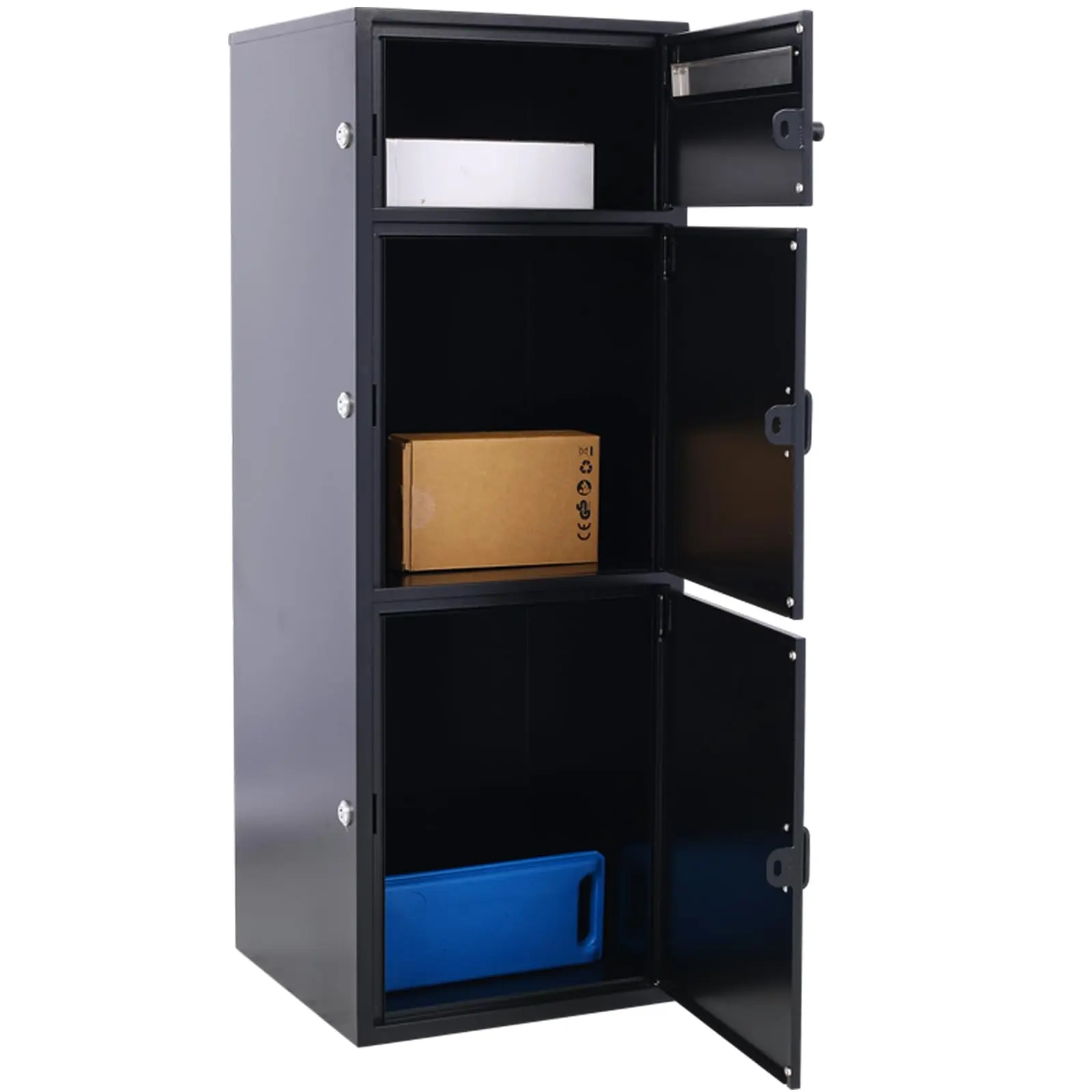 Garvee Single Unit Freestanding Steel Large-Capacity Secure Parcel Box, 16.3"x15.6"x44.5", Corrosion-Resistant, Rust-Resistant, Weatherproof, Durable Design Outdoor Home Mail Management Solution