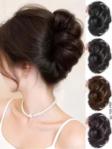 6 Inch Claw Clip In Messy Bun Curly Wavy Hair Extensions Chignon Ponytail Hairpieces Synthetic Tousled Updo Hair Extensions Scrunchie Hairpiece for Women Hair Accessories