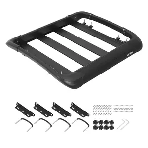 【fathersdaygift】VEVOR Roof Rack Cargo Basket, 38 x 38 x 5.59 in, Universal Heavy Duty Roof Top Carrier Basket, 150 lbs Capacity, All-Weather Car Top Luggage Holder, Fits Crossbars up to 3.54 x 1.97 in, for SUV Truck