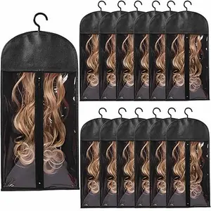 12/18PCS Wig Storage Bags With Hanger - Hair Extension Holder for Multiple Wigs, Extensions & Accessories