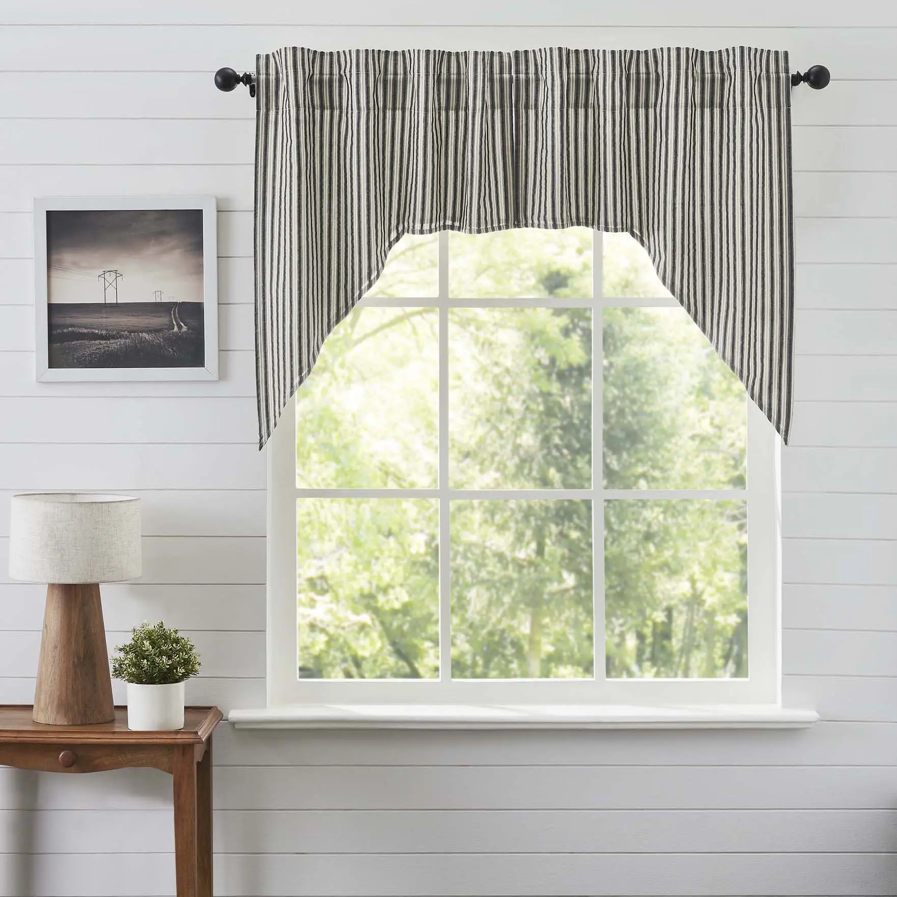 Ashlynn Ticking Stripe Swag Curtains - Home Decoration Window Curtains for Household Use, Home Decoration Curtain