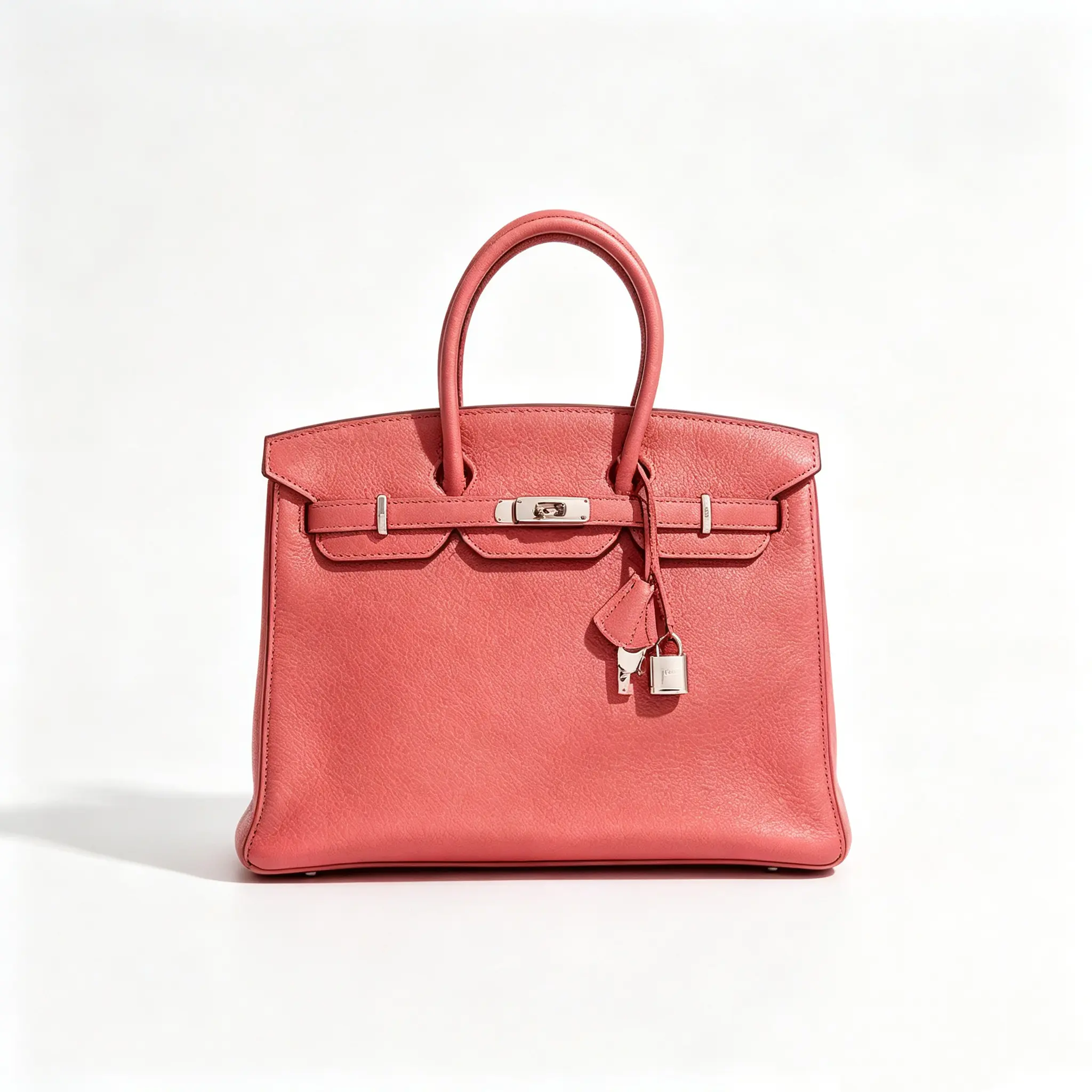 Pre-owned HERMÈS . Shoulder Bags Birkin 35 Shrimp Pink Togo Leather Palladium Silver Hardware O Stamp Handbag