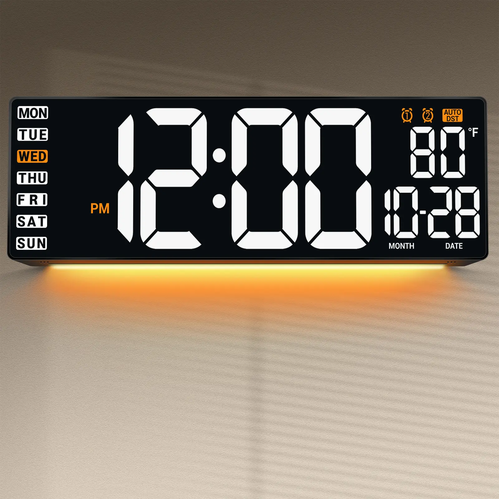 16.5in Large Modern Square Decorative Metal Digital Wall Clock - Home Decor with Large White Display, Ideal for Living Rooms, Christmas Gift for Teens, Gaming Room Accent, Dads