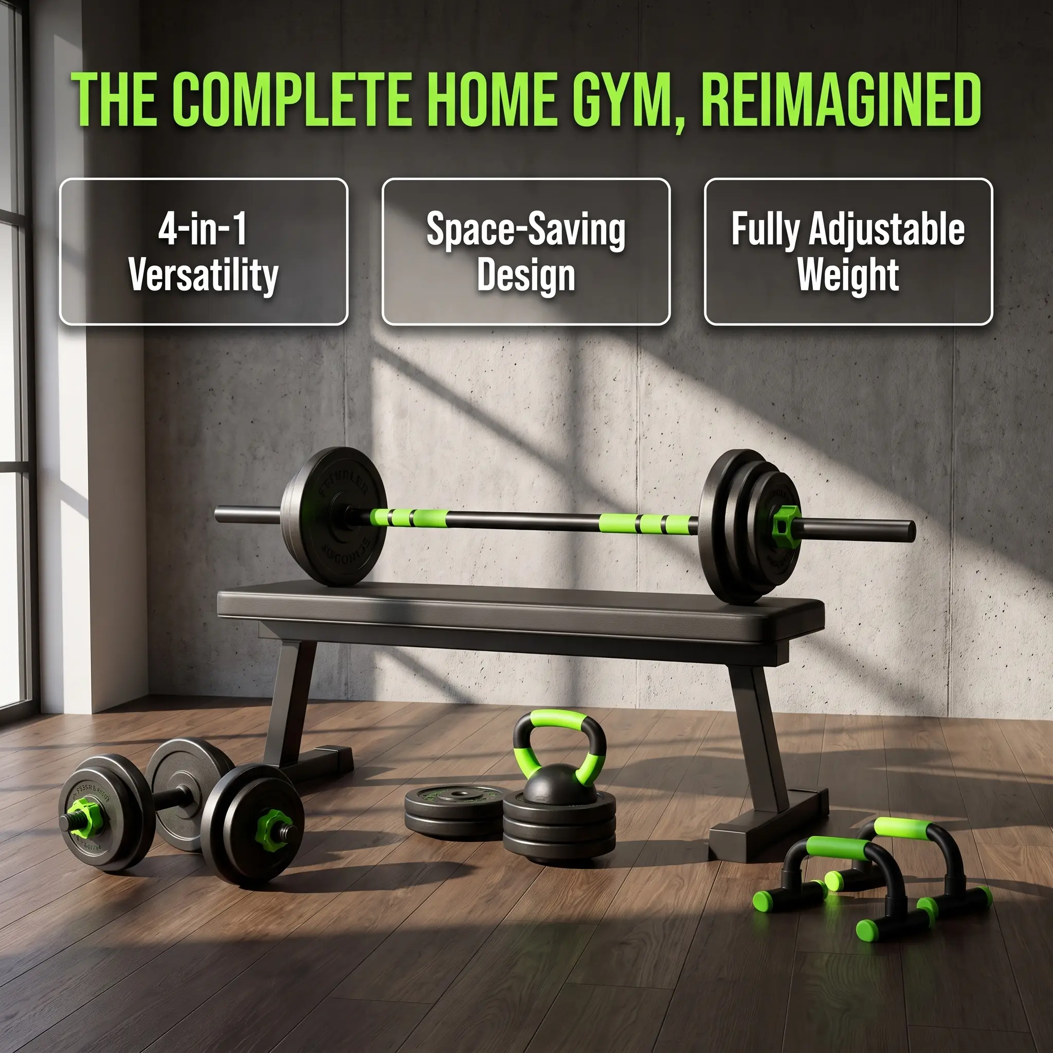 GARVEE Adjustable Dumbbell Set 4 in 1 with 44 LBS Free Weight Options for Home Gym Use, Round Design for Versatile Strength Training and Convenient Workout Experience