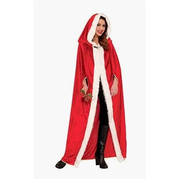 Mrs Claus Elf Christmas Cape - Red/White - Costume - One Size