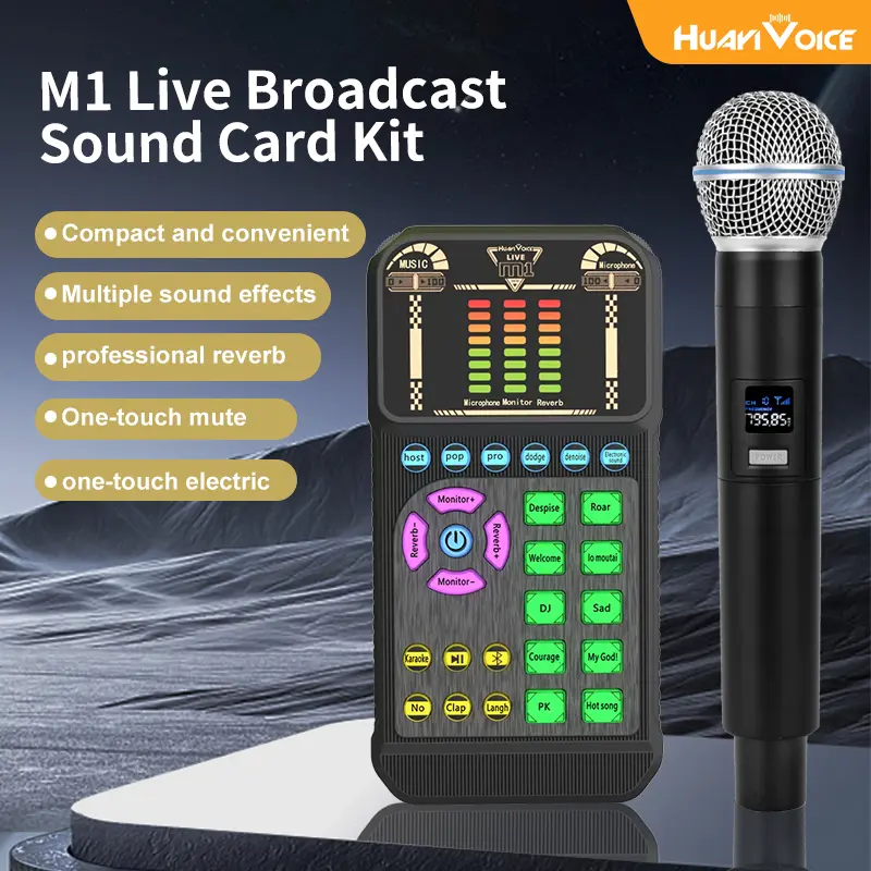 HY M1 Portable Live Sound Card, Professional Handheld Digital Audio Interface for iPhone Recording, Karaoke, Live Sound Cards