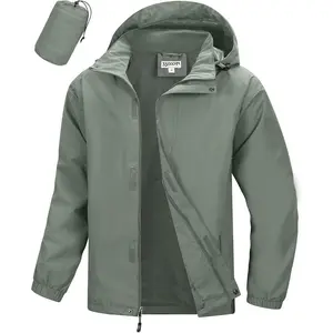 Men's Packable Rain Jacket Waterproof Lightweight Raincoat Rain Shell with Hood for Outdoor Hiking, Golf, and Travel