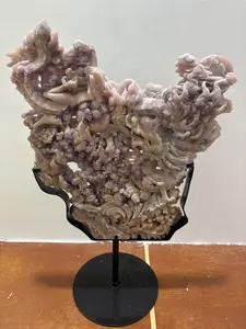 Pink amethyst dragon slab with stand