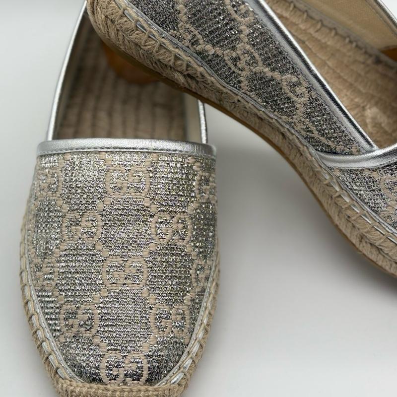 Pre owned Gucci Gucci Lame Nappa GG Monogram Espadrilles size 6 1/2