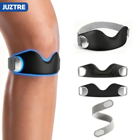 Unisex Patellabands, 2-Piece High-Quality Silicone Knee Support with Adjustable Strap - Anti Slip Texture Detachable Open Design, 11.02-15.74 Inches Stretchy Gear for Running/Hiking Injury Prevention