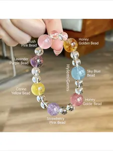 Hylemi Simulated Multi-Color Candy Crystal Bracelet, Faux Gemstone Beaded Stretch Bracelet for Women