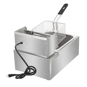 Commercial and Household Electric Fryer, with Adjustable Temperature Control, 2500W Heavy-Duty Stainless Steel Fryer, with Fry Basket and Lid, Easy-to-Clean Design, 110V, American Plug - Suitable for Restaurants, Fast Food Shops, and Home Kitchens - Preci