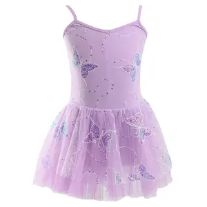 Girls’ Sequined Butterfly Ballet Tutu | Spaghetti Strap Mesh Puffy Skirt | Perfect for Dance Performances, Birthday Parties, and Princess Outfits