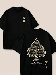 2026 Summer New Arrivals: Men's Fashion-Featuring Lettering and Ace of Spades Prints. A Casual and Stylish Men's T-Shirt-Comfortable, Versatile, and Perfect for a Streetwear Look.