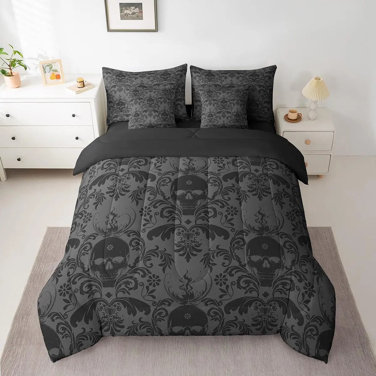 Feelyou 7-Piece Jacquard Damask Boho Bedding Set - Breathable Bed-in-a-Bag with Comforter, Bedding Quilt, Bedsheet Set, Pillowcases, Pillow Shams, Bedding Quilt Set, Bedsheet Sets