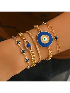 European and American Fashion Unique Evil Eye Jewelry, Turkish Demon Hollow Rhinestone Heart Blue Eye Women's Bracelet