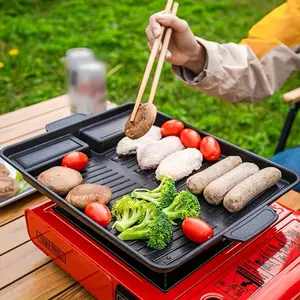 Non-Stick Rectangular Grill Pan for Home Outdoor Commercial Use, Portable Gas BBQ Tray, Ideal for Grilling Meat, Durable and Easy Clean