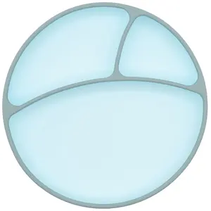 WeeSprout Silicone Suction Plate - Two-Tone Baby Plate with Suction Cup - Sectioned Divided Dish for Kids, Infants, Toddlers