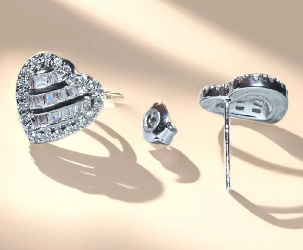 Heart Diamond Accent Earrings