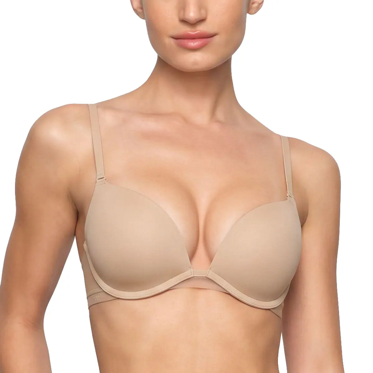 LUCKMEEY Deep V Push Up Padded T-Shirt Bra for Small-Breasted Women (30A–36C Cups), Low Plunge Bra with Breathable Mesh for Everyday Wear LUCKMEEY Deep V Push Up Padded T-Shirt Bra for Small-Breasted Women (30A–36C Cups), Low Plunge Bra with Breathable Mesh for Everyday Wear