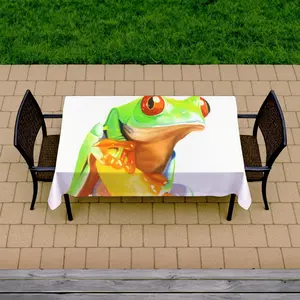 360 stand Rectangular Tablecloth - 58x102 in Large Outdoor Tablecloth, Nature-Inspired Exotic Green Animals Design with Curious Red-Eyed Frog, for Outdoor Tables Home Decor, Tablecloth Rectangular