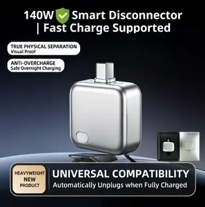 140W Physical-Disconnect Battery Guard, Auto & Self-Eject Charger with Smart Auto-Stop Charging, Anti-Overcharge Accessory for Mobile Phones, Laptops & Tablets (Safe Overnight Charging), Accessories