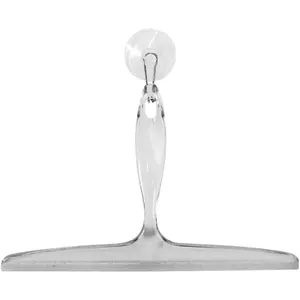 Plastic Bath Squeegee for Glass with Suction Hook Holder – 12", Clear