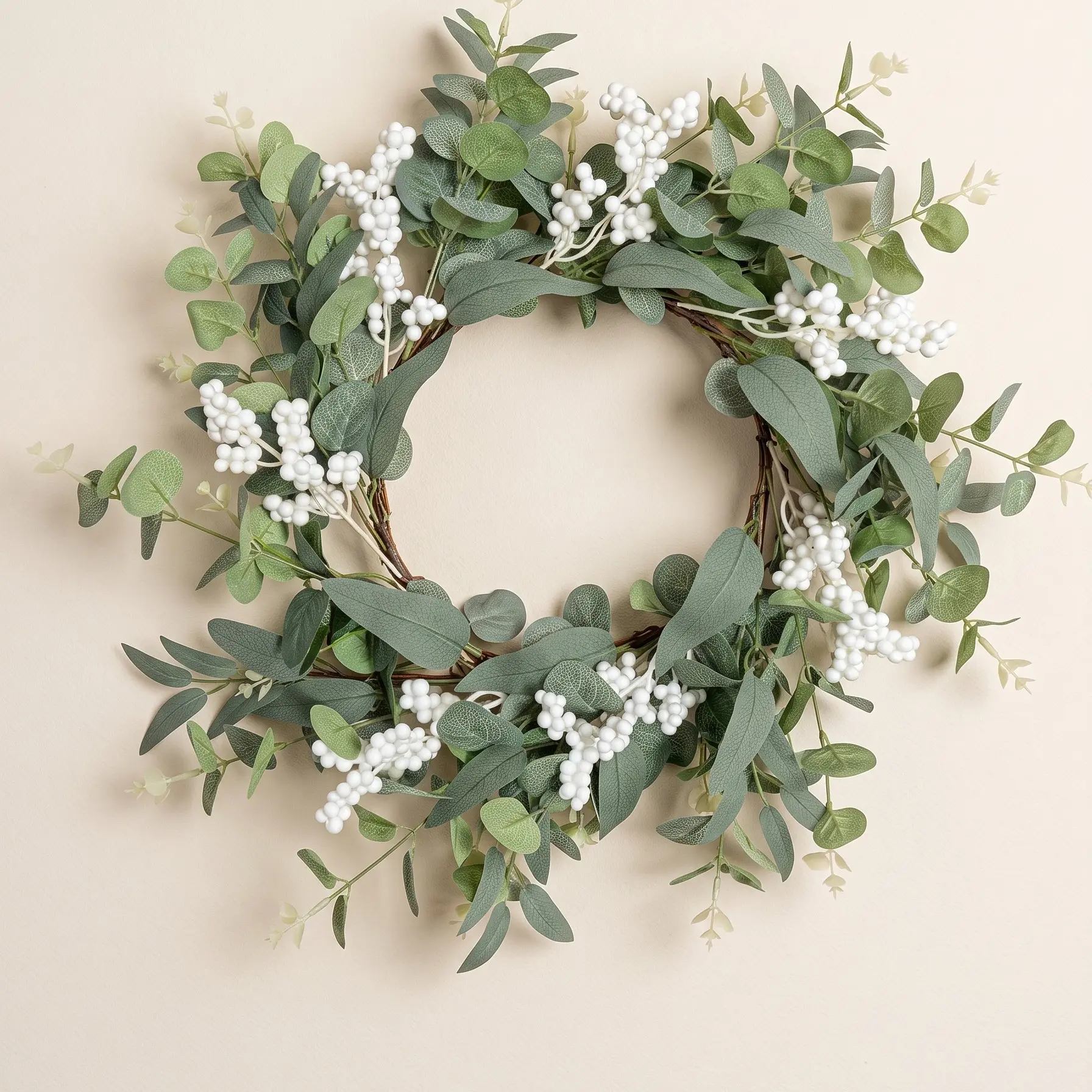 Pinkpum 20in Artificial Eucalyptus Wreath - Outdoor Decorations, Front Door Porch Farmhouse Home Accent, All-Season Festival Piece, Artificial Hanging Gift Ornaments