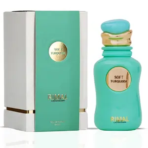 Soft Turquoise Eau de Parfum Spray 100ml (3.4 oz) by Rimal Collection | A Radiant, Floral Embrace of Strawberry, Rose & Warm Vanilla Musk