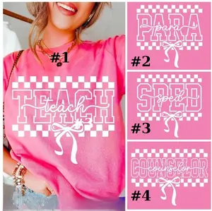 Retro School Occupation Shirt Bundle, Coquette, Back to School Teacher Sped Para Counselor, Checkered First Day of School, Teacher Shirt Shirt
