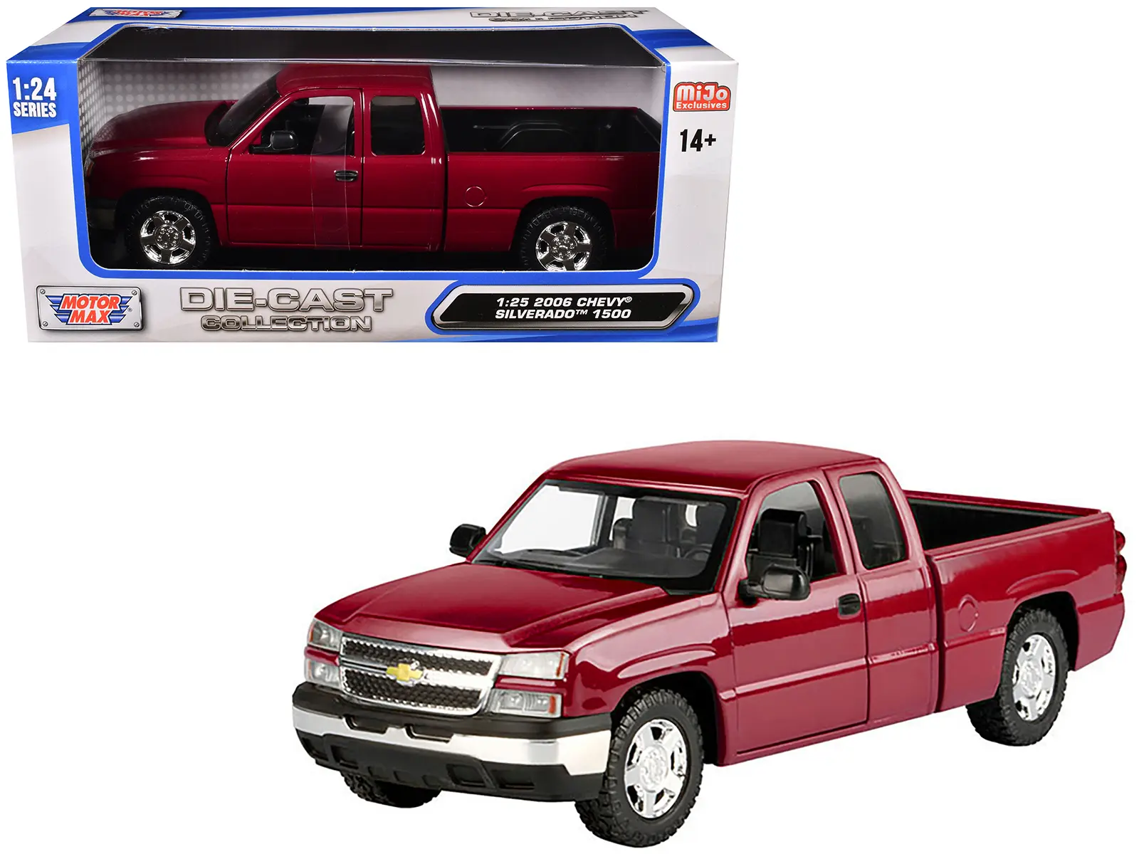 2006 Chevrolet Silverado 1500 Pickup Truck Red Metallic "Die-Cast Collection" Series 1/25 Diecast Car Model by Motormax