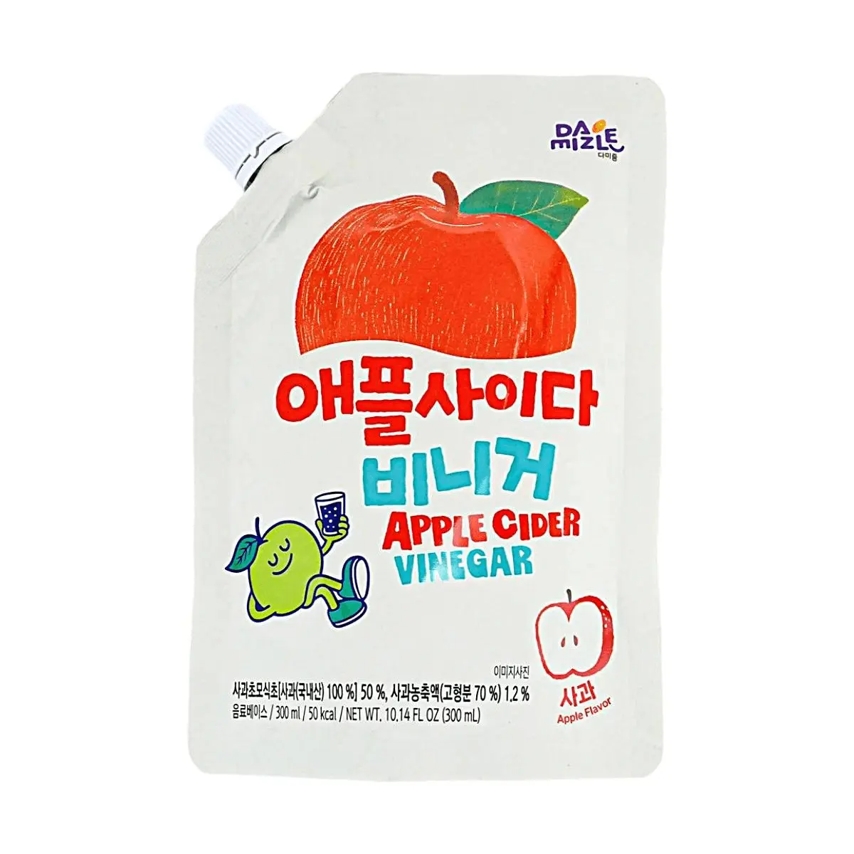 DAMIZLE Korean Apple Cider Vinegar Drink - 300ml Refreshing Apple Flavor, Perfect for Water, Sparkling Water & Salad Dressing