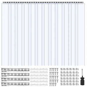 VEVOR Clear PVC Strip Curtain, 96 in Heightx 72 in Widthx 0.08 in Thickness, 12 PCS Walk in Freezer Cooler Curtain Strips, Smooth Waterproof Plastic Door Strips for Warehouse, Freezer, Garage Doors