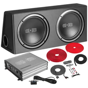 BPKG210v2 | 1000W Peak Dual 10" Loaded Ported Subwoofer Package with Amplifier & Wiring Kit