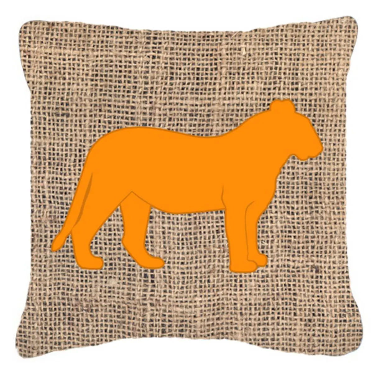 18x18 in. Tiger-Print Burlap Orange Decorative Pillow, Polyfill Standard Pillow for Indoor & Outdoor Use, Polyfill Standard Pillows