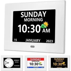 7 Inch Clock with Day and Date for Elderly Large Display Digital Clock12 Alarm 3 Medicine Reminders Large Font Dementia Clock Alarm Clock for Seniors Day Clock White