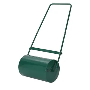 46L/13 Gal Lawn Roller 23 Inch Push & Tow Behind Sod Roller, Steel Grass Flattener with U-Shaped Handle, Water/Sand Filled Yard Roller for Garden, Lawn, Backyard, Farm & Park, Green