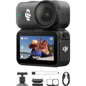 DJI Osmo Nano Standard Combo (128GB) - Small 4K/60fps Vlogging Camera with a 1/1.3″ Sensor, 143° Wide FOV Video, 200-Min Recording, Swift Content Transfer, Magnetic POV Cam 4K for Sports, Vlog