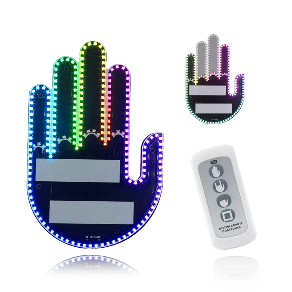 Dynamic RGB Hand Gesture Light for Road Rage LED Sign for Car Back Window,Remote Control, Fun Gift, Multi  Modes