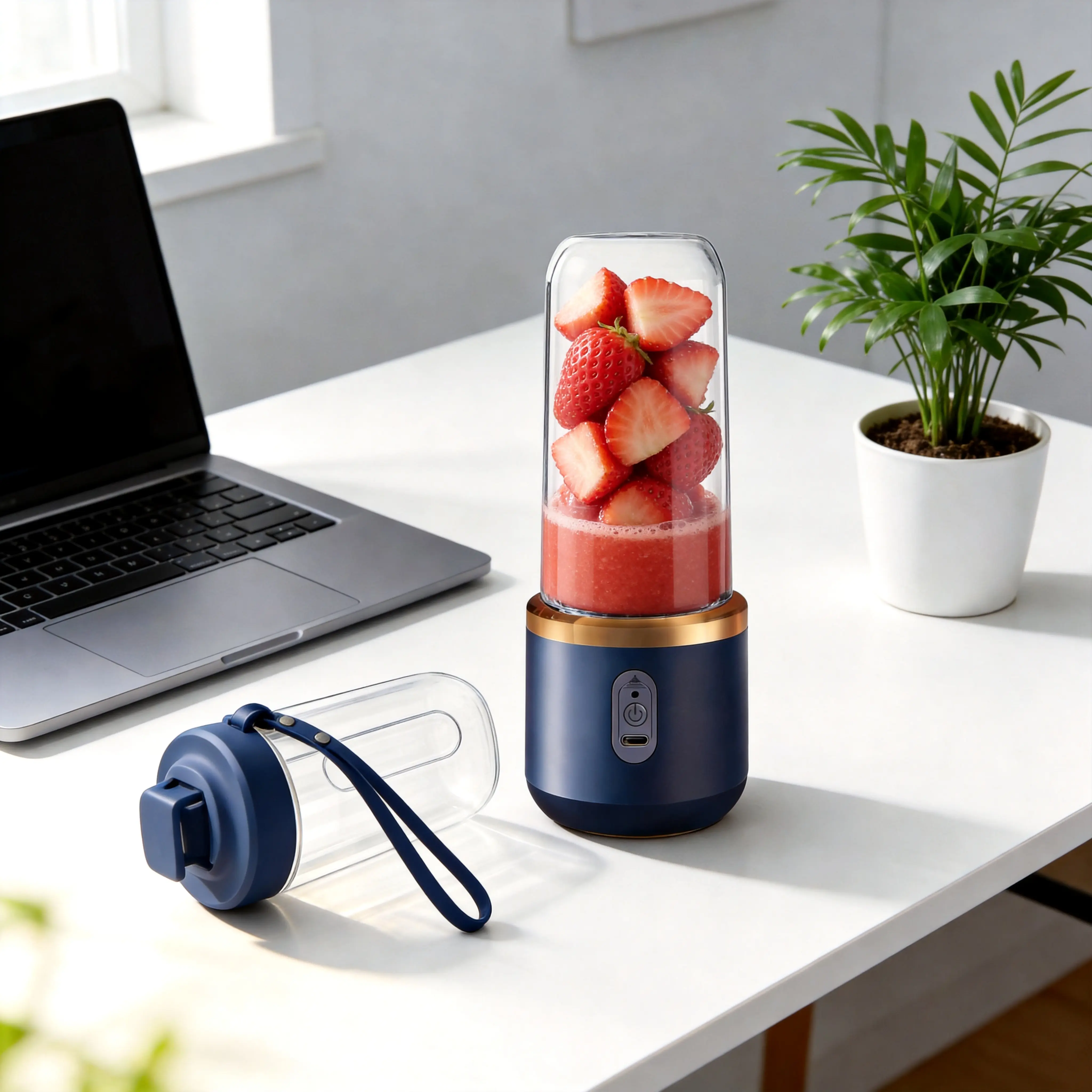 Portable USB Rechargeable Mini Blender - 600ml Personal Blender with 6 Stainless Steel Blades, 18000 RPM Motor for Smoothies, Shakes, Rechargeable Mini Blenders