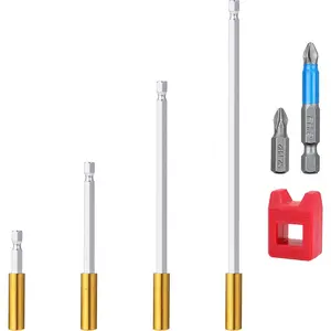 4 count   Extension Socket Drill Bit Holder 1/4" Hex Power Tools,  Extension Bit Holder,Hex Shank S2 Steel ,2, 4, 6,12-inch drill bit extensions(Big Upgrade)