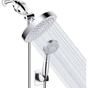 ATaiker Filtered Shower Head, High Pressure Rainfall Shower Head/Handheld Shower Filter Combo, Luxury Modern Chrome Plated with 60'' Hose Anti-leak with Holder (Silver)