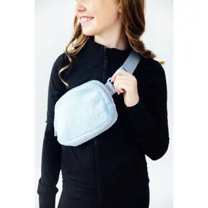 Light Blue Fleece Belt Bag