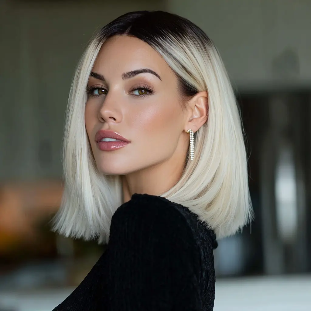 SMILCO/12 Inches Brown Ash Platinum Ombre Short with Bnags Synthetic Wig/SM394